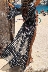 Sexy Vacation Polka Dot Patchwork Swimwears Cover Up