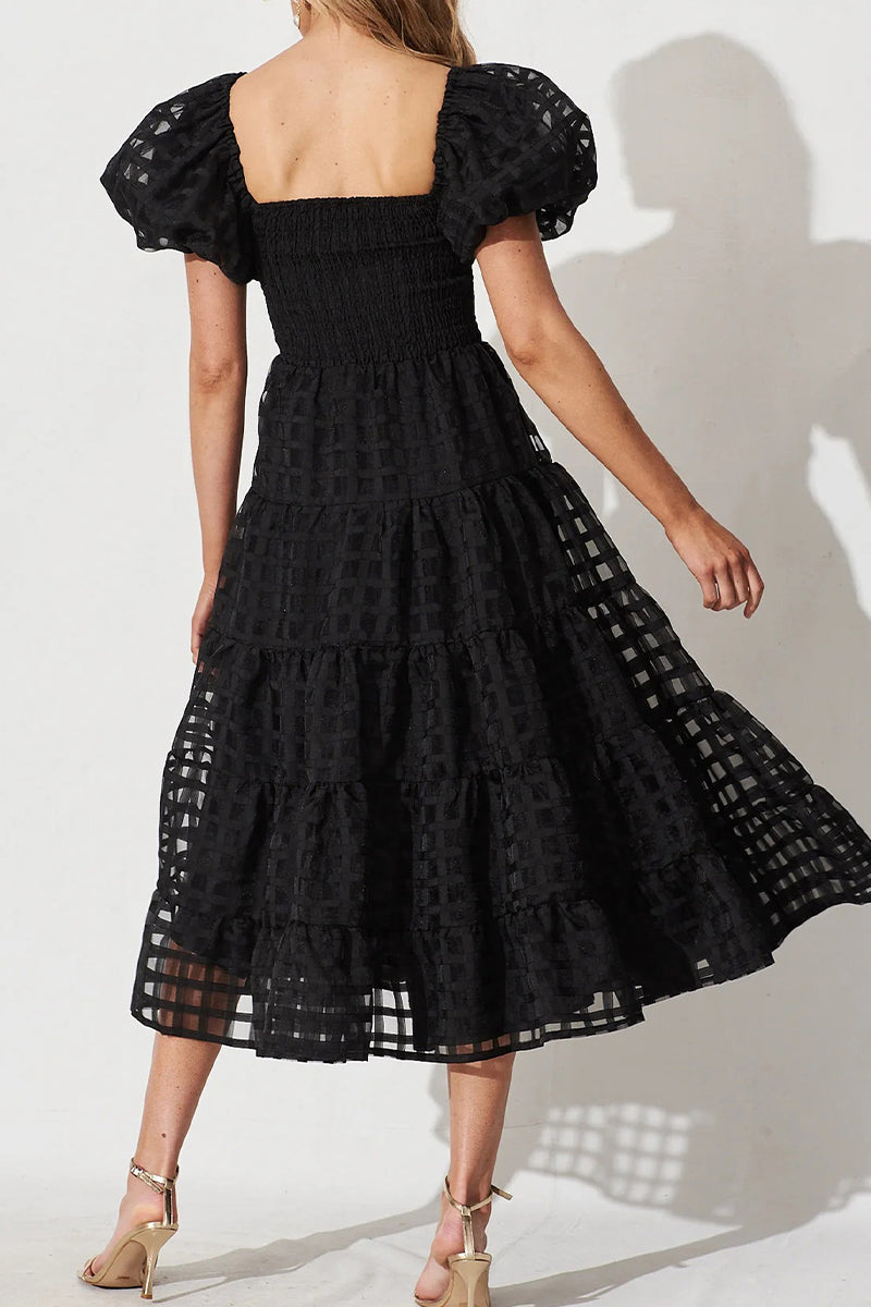 Sweet Elegant Solid Mesh Off the Shoulder Cake Skirt Dresses