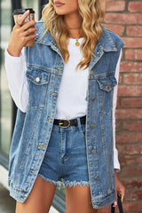 Casual Solid Patchwork Turndown Collar Short Sleeve Regular Denim Jacket