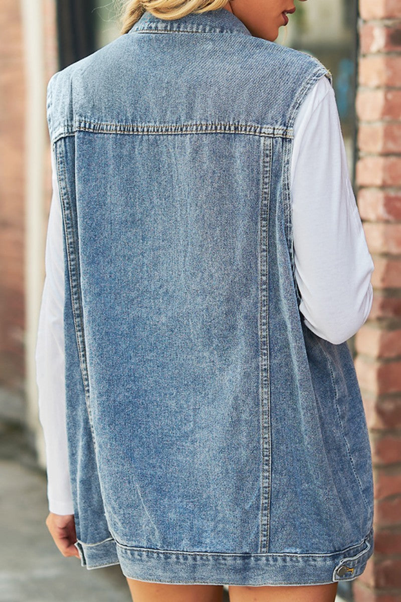 Casual Solid Patchwork Turndown Collar Short Sleeve Regular Denim Jacket