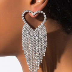 Casual Party Patchwork Rhinestone Tassel Earrings