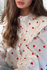 Sweet Print Patchwork Peter Pan Collar Tops