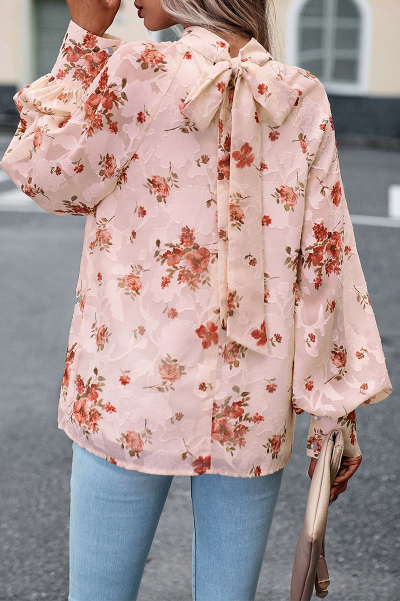 Elegant Floral Bandage Half A Turtleneck Tops