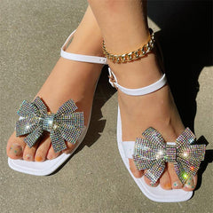 Casual Patchwork With Bow Rhinestone Square Comfortable Out Door Shoes