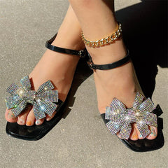 Casual Patchwork With Bow Rhinestone Square Comfortable Out Door Shoes