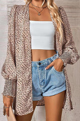 Street Leopard Cardigan Collar Tops