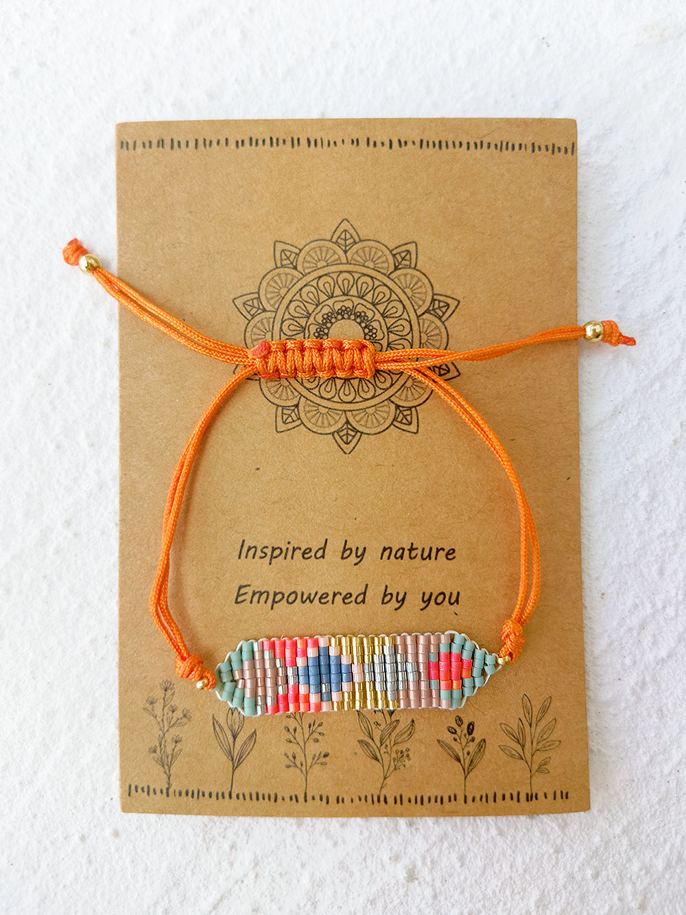 Adjustable Drawstring Beaded Bracelet Geometric Orange