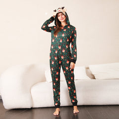 Green Fox and Christmas Llight Bulb Print Fmalily Matching Pajamas Onesies