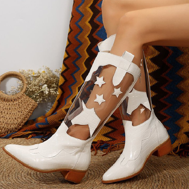 Casual Patchwork See-through Pointed Out Door Shoes