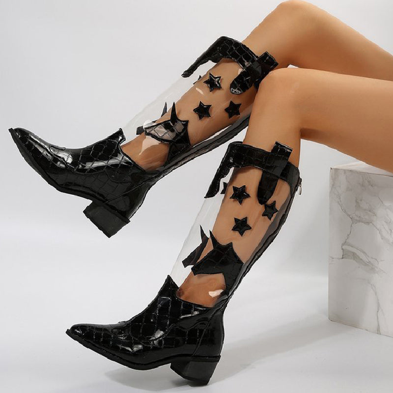 Casual Patchwork See-through Pointed Out Door Shoes