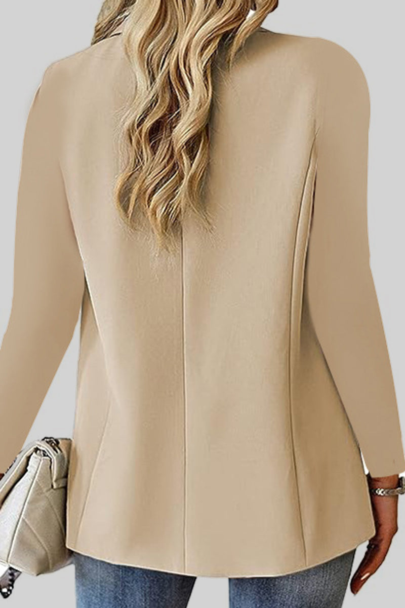 Casual Solid Cardigan Turn-back Collar Outerwear