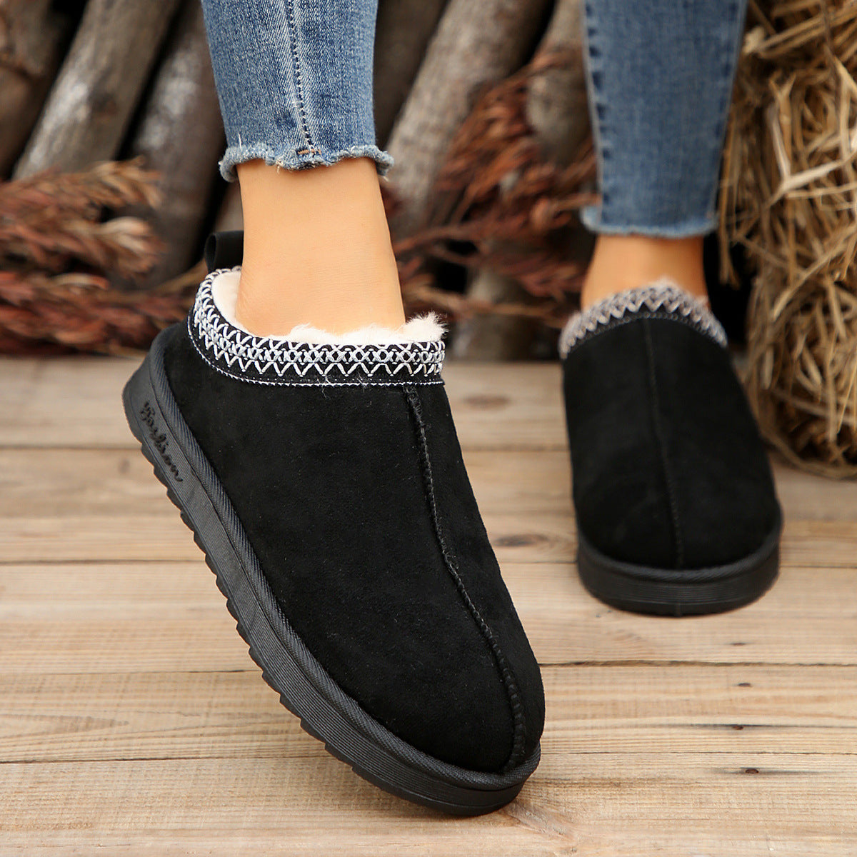 Casual Living Patchwork Solid Color Round Keep Warm Comfortable Shoes