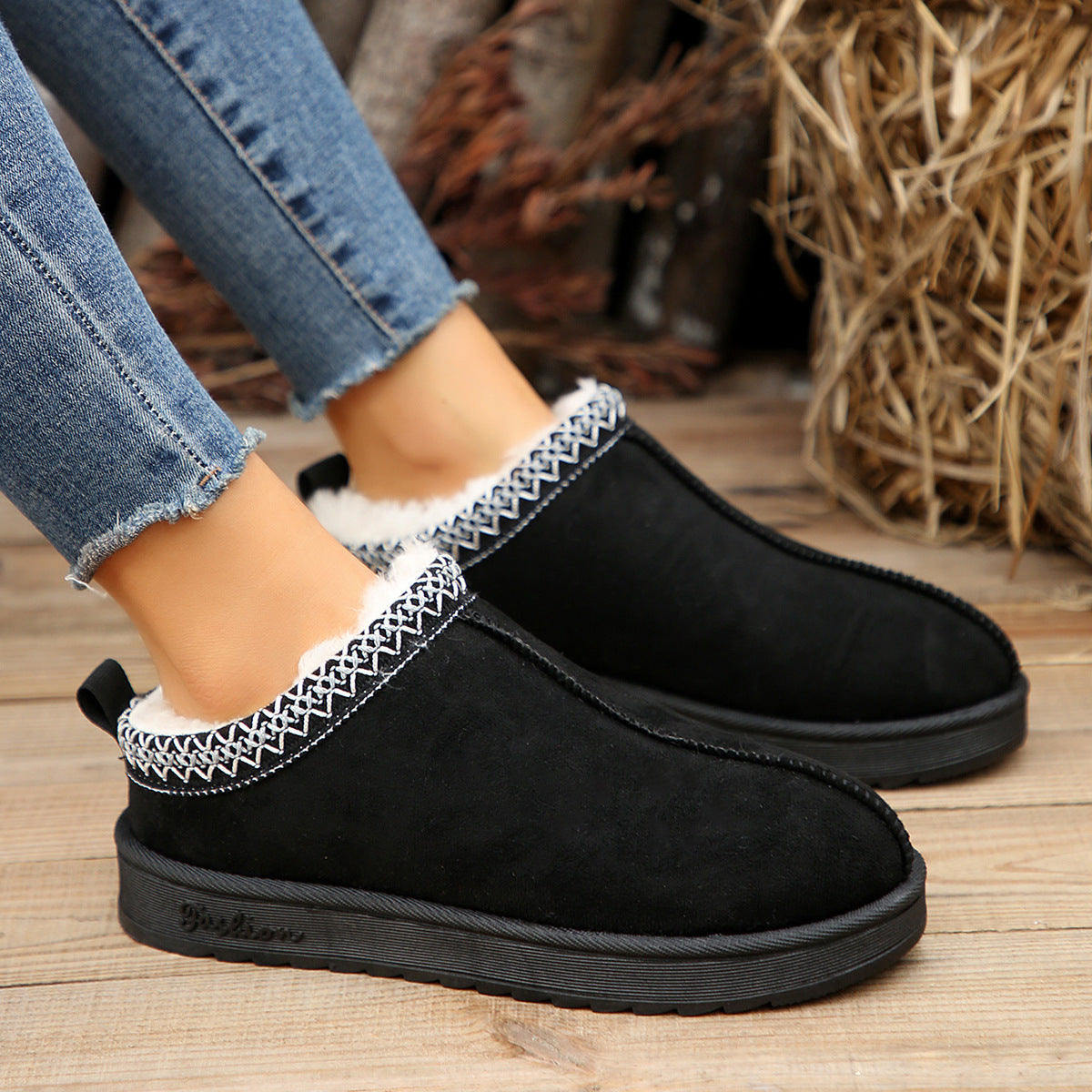 Casual Living Patchwork Solid Color Round Keep Warm Comfortable Shoes