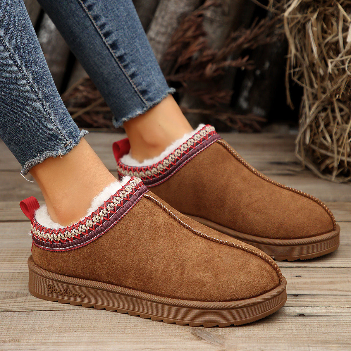 Casual Living Patchwork Solid Color Round Keep Warm Comfortable Shoes