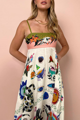 Sexy Vacation Print Sling Dress Dresses