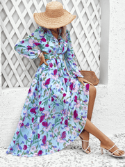 Emery Paisley Chiffon Maxi Dress - Blue