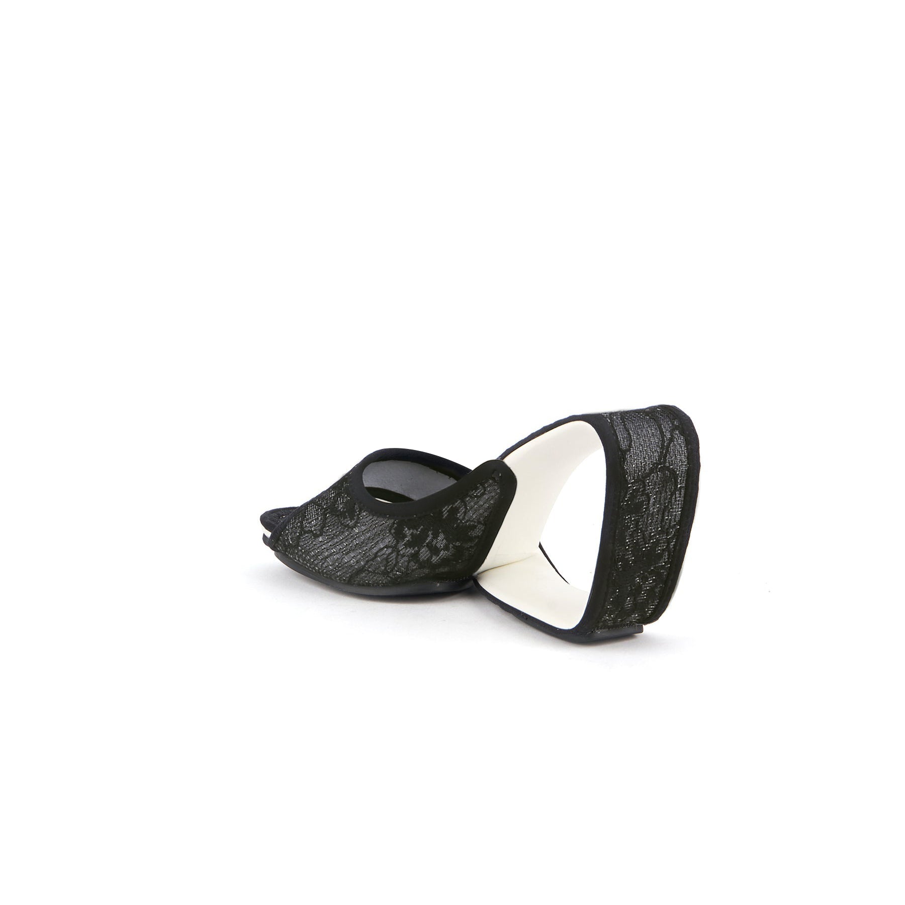 JADY ROSE | SOLANAH MARBLING LACE UPPER WEDGE SLIDE - BLACK