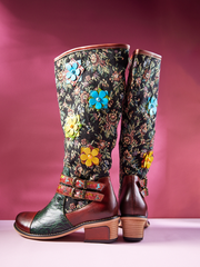 Soffia | Daniella Paisley Wide Calf Leather Knee High Boots