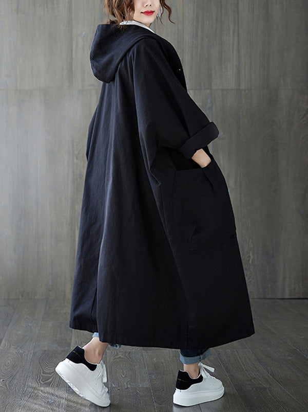 Original Solid Hooded Trench Coats