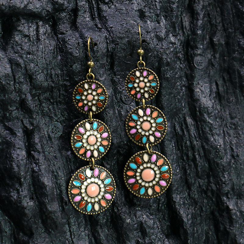 Vintage Geometric Patchwork Earrings