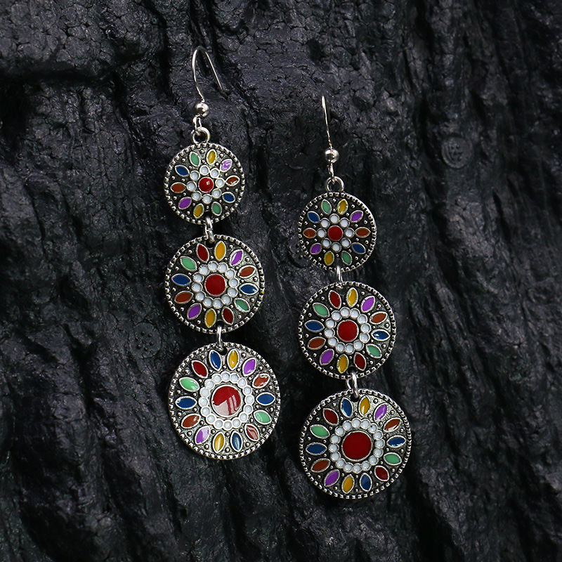 Vintage Geometric Patchwork Earrings