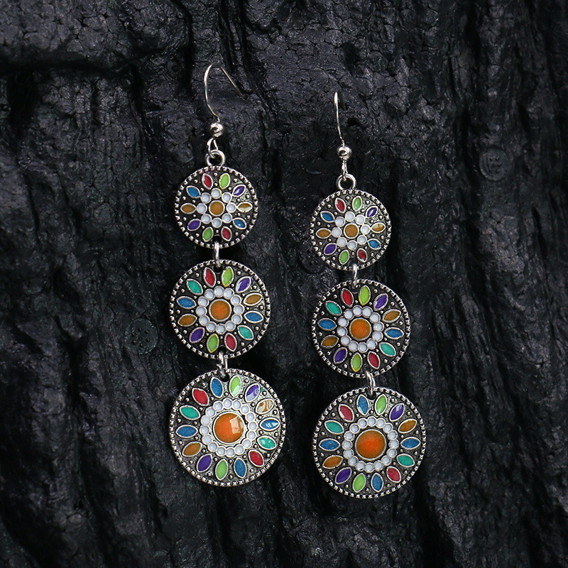 Vintage Geometric Patchwork Earrings