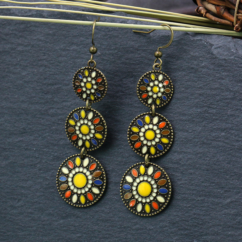 Vintage Geometric Patchwork Earrings