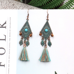 Bohemian Vintage Geometric Tassel Patchwork Earrings