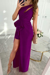 Celebrities Elegant Solid Fold Oblique Collar Evening Dress Dresses(5 Colors)