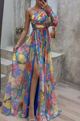 Elegant Floral Slit Evening Dress Dresses(5 Colors)