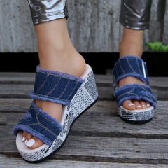 Casual Patchwork Round Comfortable Out Door Wedges Shoes (Heel Height 3.15in)