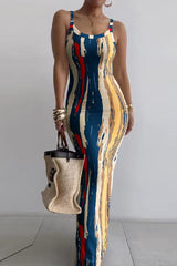 Sexy Casual Print Backless Spaghetti Strap Long Dress Dresses