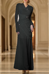 Elegant Solid Metal Accessories Decoration Fold O Neck Evening Dress Dresses(3 Colors)