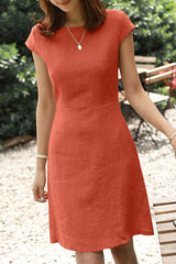 Casual Simplicity Solid O Neck Short Sleeve Dress