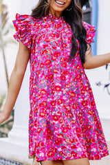 Sweet Elegant Floral Flounce Lotus Leaf Collar Printed Dress Dresses