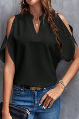 Casual Solid Patchwork V Neck Tops