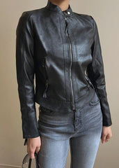 Women's Black PU Leather Biker Jacket – American Motorcycle Style