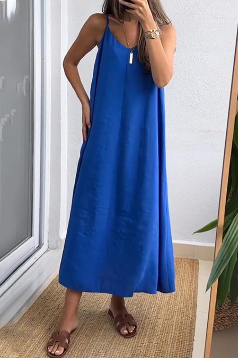 Casual Daily Solid Color V Neck Sling Dresses(7 Colors)