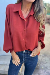 Casual Daily Buttons Turndown Collar Blouses(5 Colors)