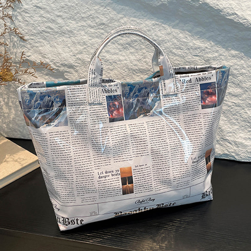 Casual Daily Newspaper printing Zipper Bags(3 Colors)