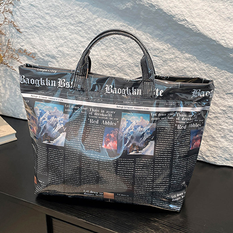 Casual Daily Newspaper printing Zipper Bags(3 Colors)