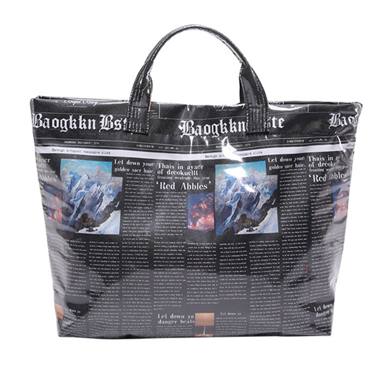 Casual Daily Newspaper printing Zipper Bags(3 Colors)