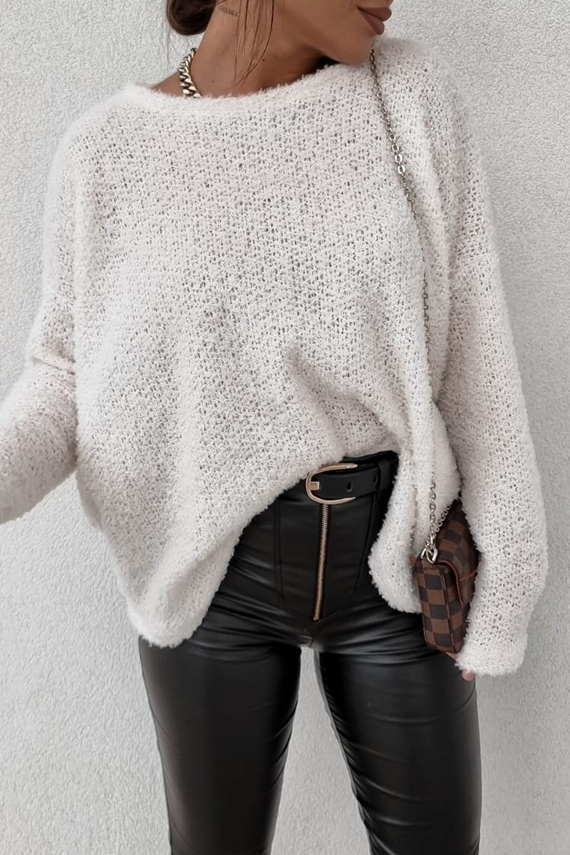 Casual Daily Solid Color Fluffy O Neck Sweaters