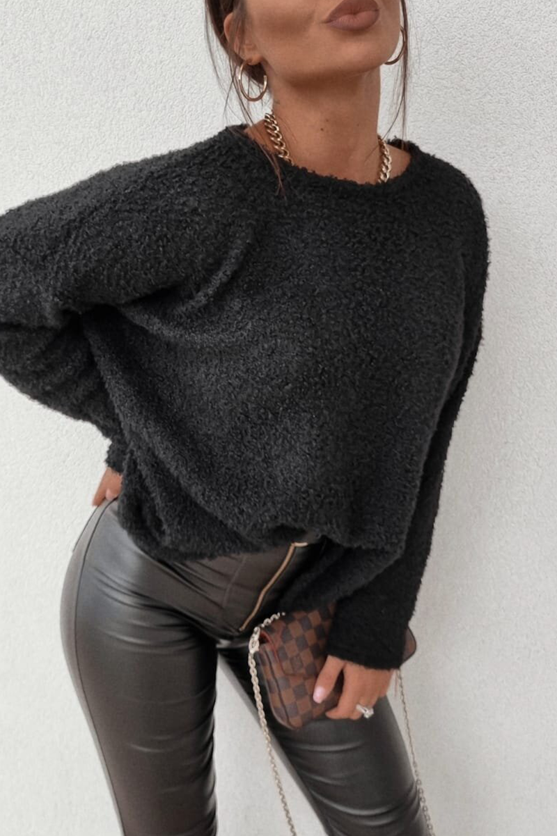 Casual Daily Solid Color Fluffy O Neck Sweaters