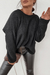 Casual Daily Solid Color Fluffy O Neck Sweaters