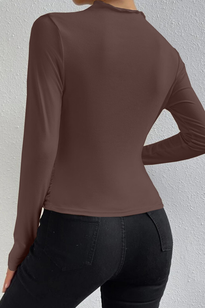 Casual Daily Ruched Half A Turtleneck Tops(5 Colors)