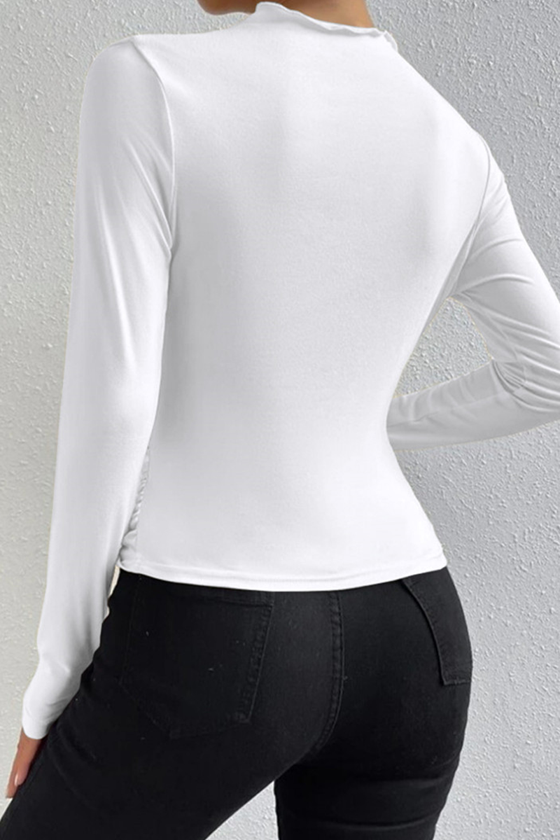 Casual Daily Ruched Half A Turtleneck Tops(5 Colors)