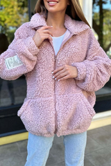 Casual Daily Pocket Fluffy Turndown Collar Outerwear(4 Colors)