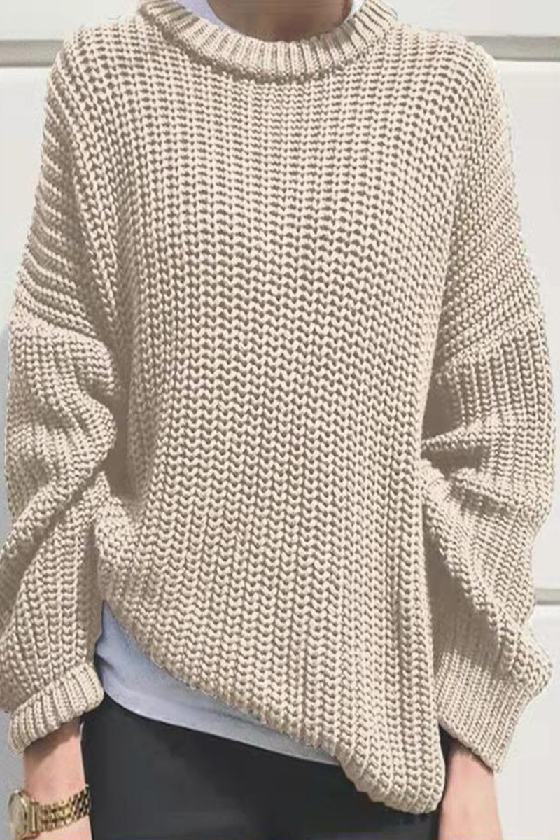 Casual Daily Solid Color Weave O Neck Sweaters(7 Colors)