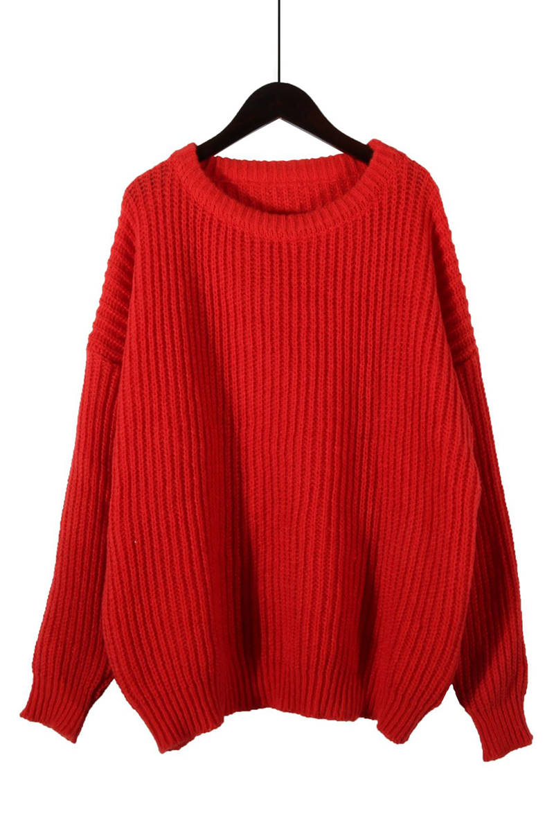 Casual Daily Solid Color Weave O Neck Sweaters(7 Colors)